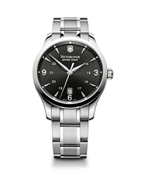 Put a sleek, utilitarian spin on your day-to-day looks with this stainless steel watch from Victorinox Swiss Army, boasting a matte black dial and luminous hands. It's classic round face give it a timeless feel, backed up by precision analog quartz movement.
