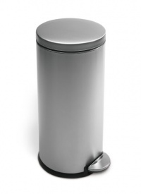 simplehuman Round Step Trash Can, Fingerprint-Proof Brushed Stainless Steel, 30 Liters /8 Gallons