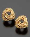 Lustrous love knots are crafted from ropes of 14k gold on these gleaming stud earrings.