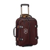 The Victorinox CH 97 2.0 20 carry on roller bag boasts a spacious main compartment with 2 zip expansion and an internal mesh zippered pocket. A large front zip pocket offers for quick access to important items. External strap system keeps contents secure. Removable Attach-a-bag strap secures an additional bag to the front for consolidated travel. Sturdy rear corner guards and TPE plastic kick plates protect vulnerable areas. One-touch dual trolley handle system. YKK Racquet Coil zippers provide superior strength.