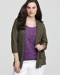 Effortlessly textured, this Eileen Fisher Plus open cardigan is shaped to skim the silhouette with ease. Effortlessly textured, this Eileen Fisher Plus open cardigan is shaped to skim the silhouette with ease.