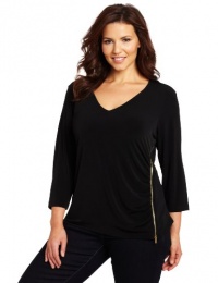 Calvin Klein Women's Plus Size V-Neck Zipper Top Calvin Klein Women's Plus Size V-Neck Zipper Top