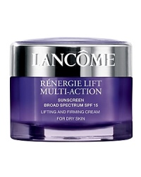 Introducing our Super Lifting partners from our Anti-Aging franchise. Redefine facial contours with our new multi-action lifting and firming effect for dry skin. With time, alterations in the skin's structure can affect firmness causing the skin to lose its youthful quality. A visible improvement in skin tightening helps restore skin's youthful look. Rénergie Lift Multi-Action features Multi-Tension technology, designed to target skin layers.* *Based on four ingredients tested separately in-vitro. ResultsIn four weeks, the skin appears younger and firmer. Skin feels tightened, as if lifted, and the surface appears smoother and refined. All facial zones appear visibly rejuvenated. Non-Comedogenic. Non-Acnegenic.Dermatologist-tested for safety.