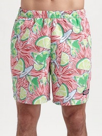 All the ingredients for a perfect summer cocktail, playfully printed on a easy-fitting swim favorite. Elastic waist with internal drawstring Side slash, back flap pockets Meshing lining Inseam, about 7 Polyester Machine wash Imported All the ingredients for a perfect summer cocktail, playfully printed on a easy-fitting swim favorite. Elastic waist with internal drawstring Side slash, back flap pockets Meshing lining Inseam, about 7 Polyester Machine wash Imported