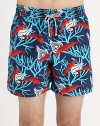 An array of vibrant colors accent these sea-inspired, printed swim trunks, rendered in quick-drying nylon with a hint of stretch for maximum comfort and support.Drawstring elastic waistSide slash, back flap pocketsInseam, about 794% polyamide/6% elastaneMachine washImported