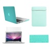 TopCase® Macbook Pro 15 15-inch A1286 4 in 1 Bundle - Rubberized Turquoise Blue Hard Case Cover + Matching Color Soft Sleeve Bag + Silicone Keyboard Cover + LCD HD Clear Screen Protector With TopCase® Mouse Pad