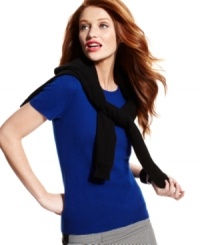 Charter Club offers a look that feels simply luxurious against your skin with this cashmere tee. Layer it under blazers for work-ready style. Charter Club offers a look that feels simply luxurious against your skin with this cashmere tee. Layer it under blazers for work-ready style.