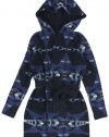 Lauren Jeans Co. Women's Moniva Printed Hooded Sweater Coat (Racer Navy Multi)