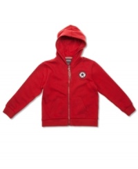 A Converse hoodie worthy of your own All Star: Zip up fleece jacket with with Converse logo patch, red/white/blue pull tab, and handwarmer pockets. A Converse hoodie worthy of your own All Star: Zip up fleece jacket with with Converse logo patch, red/white/blue pull tab, and handwarmer pockets.