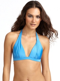 THE LOOKShirred detailPadded cupsBack tie closureTHE MATERIAL84% polyamide/16% elastaneFully linedCARE & ORIGINHand washImportedPlease note: Bikini bottom sold separately. THE LOOKShirred detailPadded cupsBack tie closureTHE MATERIAL84% polyamide/16% elastaneFully linedCARE & ORIGINHand washImportedPlease note: Bikini bottom sold separately.