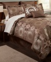 Surround yourself with exotic elegance. This expansive Eaton comforter set offers an enticing appeal with warm shades of brown and intricate medallion designs for a spicy influence. Get the full look with this set that includes everything you need to redo and refresh your space.