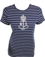 LAUREN Ralph Lauren Womens Stripe Anchor Crown Bead Top