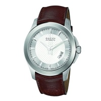 Gucci Men's YA126216 G-Timeless Silver Dial Brown Leather Watch Gucci Men's YA126216 G-Timeless Silver Dial Brown Leather Watch