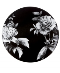 Subdued in shades of gray, the vivacious florals of Moonlit Garden dinnerware cover this sleek black accent plate with modern romance. In durable Lenox porcelain. Subdued in shades of gray, the vivacious florals of Moonlit Garden dinnerware cover this sleek black accent plate with modern romance. In durable Lenox porcelain.