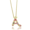 Lily Nily 18K Gold Overlay Pink Enamel Children's Initial Pendant A