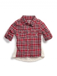 GUESS Kids Girls Crochet-Trimmed Woven Top, MULTI (10/12) GUESS Kids Girls Crochet-Trimmed Woven Top, MULTI (10/12)