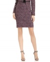 Calvin Klein's slim pencil skirt features a luxurious tweed fabrication and a smart silhouette.