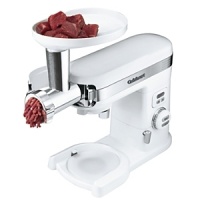 With this attachment you can create fresh homemade sausage or perfectly ground meat in minutes. Simply connect the grinder to the Cuisinart stand mixer and load the meat. Two sausage nozzles let you choose the right size. With three grinding plates for fine, medium or coarse cuts, you can also grind poultry, nuts and vegetables exactly as the recipe calls for. Manufacturer's limited 3-year warranty. With this attachment you can create fresh homemade sausage or perfectly ground meat in minutes. Simply connect the grinder to the Cuisinart stand mixer and load the meat. Two sausage nozzles let you choose the right size. With three grinding plates for fine, medium or coarse cuts, you can also grind poultry, nuts and vegetables exactly as the recipe calls for. Manufacturer's limited 3-year warranty.
