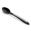 This Calphalon nylon spoon features a long handle and an extra generous scoop size that make maneuvering in the kitchen faster and safer. The slotted spoons offer a quick draining slot pattern and a grip-anywhere handle that lets you decide where to hold it.