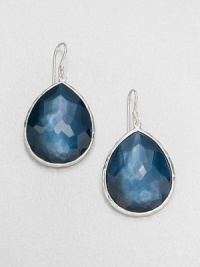 From the Wonderland Collection. Stunning, faceted indigo doublet set in hammered sterling silver in a teardrop design. Indigo doubletSterling silverDrop, about 1.7Hook backImported From the Wonderland Collection. Stunning, faceted indigo doublet set in hammered sterling silver in a teardrop design. Indigo doubletSterling silverDrop, about 1.7Hook backImported
