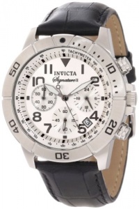 Invicta Men's 7283 Signature Chronograph Silver Dial Black Leather Watch