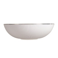 The contemporary clean lines of Jasper Conran's beautifully tailored clothing collections have provided the inspiration for the chick Pinstripe tableware collection. The decoration used is simple and makes a powerful statement when used alone, yet it adds color, contrast and interest when mixed and matched with Jasper Conran's iconic white collection.