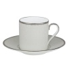 Monique Lhuillier for Royal Doulton Pointe d'Esprit 4-Ounce Espresso Cup and Saucer, Bows, Set of 2