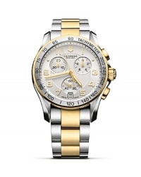 An updated take on surplus style, Victorinox's dual tone chronograph is a sleek finish. Whether work or weekend, wear it to trim both buttoned up and dressed-down looks. An updated take on surplus style, Victorinox's dual tone chronograph is a sleek finish. Whether work or weekend, wear it to trim both buttoned up and dressed-down looks.