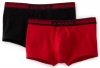 Papi Men's Two-Pack Solid Stretch Brazilian Trunk, Black/Geisha Red, Medium