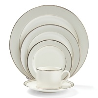 Embellished with a matte silvery border trimmed in sparkling platinum, the Solstice 5-piece place setting will complement your dining experience throughout a lifetime of shifting trends and evolving fashions. Embellished with a matte silvery border trimmed in sparkling platinum, the Solstice 5-piece place setting will complement your dining experience throughout a lifetime of shifting trends and evolving fashions.