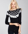 A unique tie-dye print mimics the look of a chic four-strand necklace atop INC's long-sleeve sequined top.