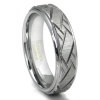 Tungsten Carbide Diagonal Groove Wedding Band Ring Sz 11.5