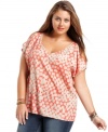 Steam up your look with Soprano's printed plus size top, featuring sassy cutouts!