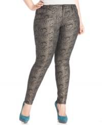 Flaunt your animal instincts with Celebrity Pink Jeans' plus size skinnies, rocking a snakeskin-print-- they're so trend-right! Flaunt your animal instincts with Celebrity Pink Jeans' plus size skinnies, rocking a snakeskin-print-- they're so trend-right!