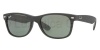 Ray-Ban RB2132 New Wayfarer Non-Polarized Sunglasses, Black Rubber Frame/Green Lens, 55 mm