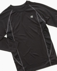 Preferred shirt to wear while exercising is this double dry t-shirt by Champion. The double dry system wicks out moisture to keep him comfortable as he works out. Preferred shirt to wear while exercising is this double dry t-shirt by Champion. The double dry system wicks out moisture to keep him comfortable as he works out.