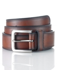 Finish off your dressy look with this sleek leather belt from Club Room. Finish off your dressy look with this sleek leather belt from Club Room.