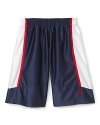 PUMA renders the classic sport short in fine fashion, adding contrast colorblocks along the legs, trimmed with contrast stripes.