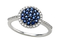 Genuine Sapphire and Diamond Ring by Effy Collection® in 14 kt White Gold Size 6 Genuine Sapphire and Diamond Ring by Effy Collection® in 14 kt White Gold Size 6