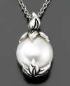 A prized cultured freshwater pearl (11-1/2-12 mm) is lovingly set in sterling silver on this provocative Fresh by Honora pendant. Approximate length: 18 inches. Approximate drop: 3/4 inch.