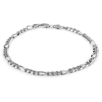 Men's Sterling Silver Italian 4.60 mm Solid Figaro Link Bracelet, 8.5 Men's Sterling Silver Italian 4.60 mm Solid Figaro Link Bracelet, 8.5