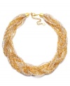 Golden rules. Add a luxe look to your wardrobe in the form of this beautiful braided collar necklace from c.A.K.e. by Ali Khan. Featuring faceted glass rondelle beads in a gorgeous golden hue, it's made in gold tone mixed metal. Approximate length: 16 inches + 3-inch extender.