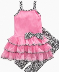 Sweet and fun. Bring out the best sides of her with this darling tutu dress and animal-print legging set from Kids Headquarters. Sweet and fun. Bring out the best sides of her with this darling tutu dress and animal-print legging set from Kids Headquarters.