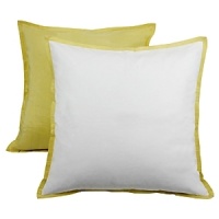 Our Caltha Euro sham pairs ivory cotton velvet with a yellow linen and silk blend and a yellow flange. Down insert included. Our Caltha Euro sham pairs ivory cotton velvet with a yellow linen and silk blend and a yellow flange. Down insert included.