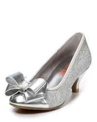 Pump up the sparkle in these flexible, skid-resistant KORS Michael Kors pumps, featuring a low kitten heel and a toe cap with matching bow. Pump up the sparkle in these flexible, skid-resistant KORS Michael Kors pumps, featuring a low kitten heel and a toe cap with matching bow.