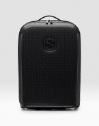 Small trolley suitcase features interlocking GG detail on GG-coated fabric with leather trim. Double zip closure with lock Ruthenium hardware Retractable handle Identification tag Interior slip, zip pockets 14½W X 22H X 8¾D Made in Italy