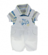 First Impressions, Baby Boy White 2 Piece Shortall Set, 12 Months