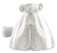 Lauren Madison Baby girl Christening Baptism Special occasion Newborn Embroidered Organza Satin dress gown , White, 6-9 Months Lauren Madison Baby girl Christening Baptism Special occasion Newborn Embroidered Organza Satin dress gown , White, 6-9 Months