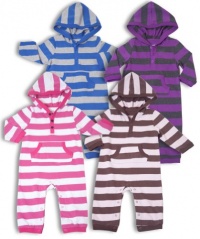 Leveret Solid Striped Hooded One Piece Romper 100% Cotton Variety of Colors (Size 3-18 Months) Leveret Solid Striped Hooded One Piece Romper 100% Cotton Variety of Colors (Size 3-18 Months)