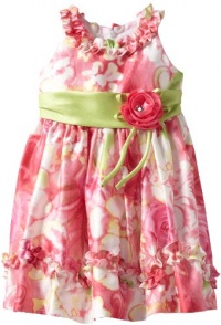 Jayne Copeland Girls 2-6X Watercolor Floral Print Dress With Ruffles, Pink, 6 Jayne Copeland Girls 2-6X Watercolor Floral Print Dress With Ruffles, Pink, 6